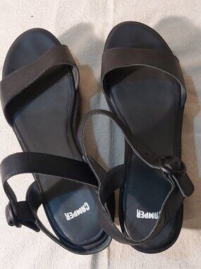 Camper Misia Black Leather Wedge Platform Ankle Strap Sandals Size US 11 (EU 42)